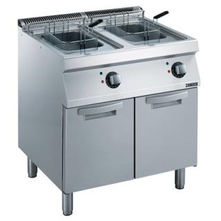 Zanussi MODULAR COOKING RANGE LINE FRITÖS. EL. GOLVMODELL. 800MM. 15+15L. V-FORMADE BASSÄNGER. DOLDA ELEMENT. UNDERSKÅP