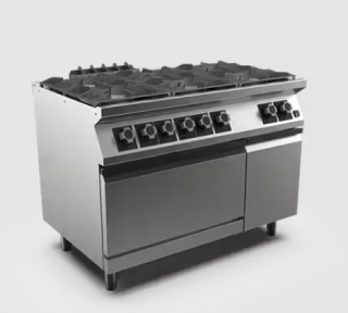 GASSPIS MED EL-V UGN MARENO M1-70 PC712GFEV - 6 öppna brännare 3 × 6 kW, 3 × 9 kW - 2/1 GN varmluftsugn 6,0 kW