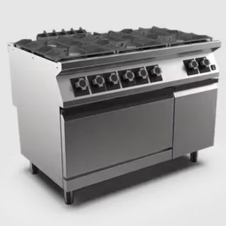 GASSPIS MED EL-V UGN MARENO M1-90 PC912GFEV - 6 öppna brännare 3 × 6 kW, 3 × 10 kW - 2/1 GN varmluftsugn 6,0 kW