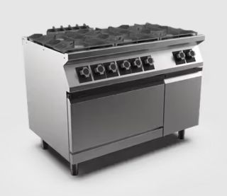 GASSPIS MED EL UGN MARENO M1-70 PC712GFE - 6 öppna brännare 3 × 6 kW, 3 × 9 kW - 2/1 GN elektrisk ugn 6 kW