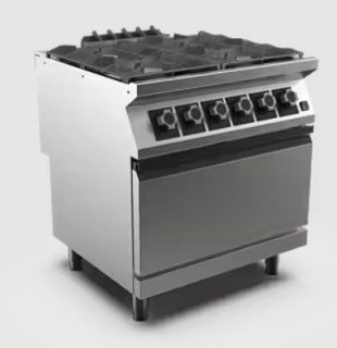 GASSPIS MED EL UGN MARENO M1-90 PC98GFE - 4 öppna brännare 2 × 6 kW, 2 × 10 kW - 2/1 GN elektrisk ugn 6 kW