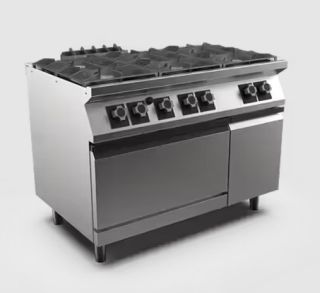 GASSPIS MED UGN MARENO M1-70 PC712GFG - 6 öppna brännare 3 × 6 kW, 3 × 9 kW - 2/1 GN gasugn 8 kW
