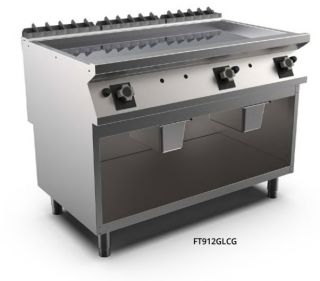 KROMSTEKHÄLL GAS HS MARENO M1-90 FT912GLCG - 2 zoner, slät stekyta, termostatreglerad - 1200 × 920 × 900 mm