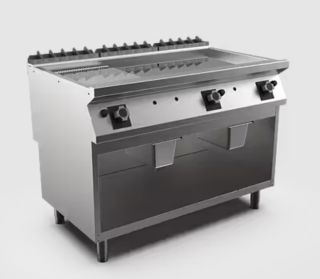 KROMSTEKHÄLL RÄFFLAD GAS HS MARENO M1-70 FT712GMCG - 3 zoner, 1/3 räfflad stekyta - 1200 × 750 × 900 mm