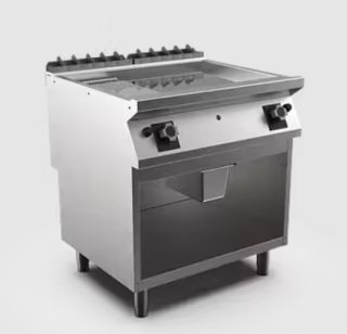 KROMSTEKHÄLL RÄFFLAD GAS HS MARENO M1-70 FT78GMCG - 2 zoner, 1/3 räfflad stekyta - 800 × 750 × 900 mm