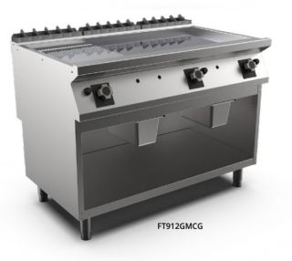 KROMSTEKHÄLL RÄFFLAD GAS HS MARENO M1-90 FT912GMCG - 2 zon, 1/3 räfflad stekyta, termostatreglerad - 1200 × 920 × 900 mm