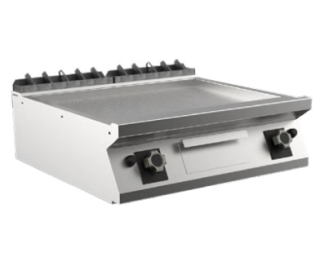 SATIN-KROMSTEKHÄLL GAS MARENO M1-90 FT98GLCST - 2 zoner, 1/3 räfflad stekyta, termostatreglerad - 800 × 920 × 250 mm