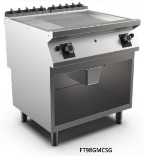 SATIN-KROMSTEKHÄLL RÄFFLAD GAS HS M1-90 FT98GMCSG - 2 zoner, 1/3 räfflad stekyta, termostatreglerad - 800 × 920 × 900 mm