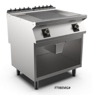 STEKHÄLL HS RÄFFLAD MARENO M1-90 FT98EMG# - 2 zoner, 1/3 räfflad stekyta, mild steel - 800 × 920 × 900 mm