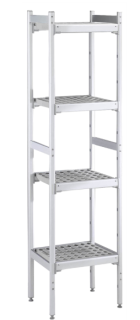 ZANUSSI ROSTFRI INREDNING HYLLA MED ALUMINIUM STEGE 4 ST POLYETEN HYLLOR 373 X 772 MM JUSTERBARA FÖTTER