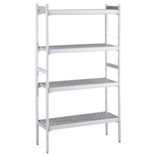 ZANUSSI ROSTFRI INREDNING HYLLA MED ALUMINIUM STEGE 4 ST POLYETEN HYLLOR 373 x 1696 MM JUSTERBARA FÖTTER