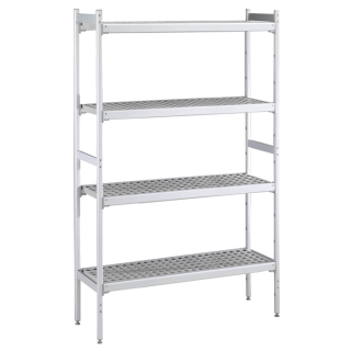 ZANUSSI ROSTFRI INREDNING HYLLA MED ALUMINIUM STEGE 4 ST POLYETEN HYLLOR 373 X 1872 MM JUSTERBARA FÖTTER