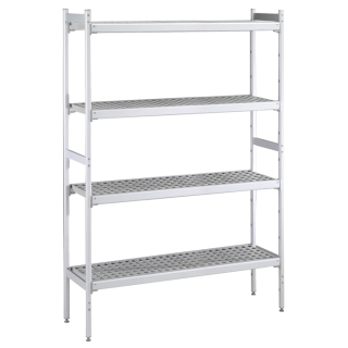 ZANUSSI ROSTFRI INREDNING HYLLA MED ALUMINIUM STEGE 4 ST POLYETEN HYLLOR 373 x 2048 MM JUSTERBARA FÖTTER
