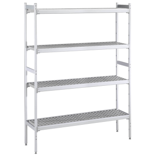 ZANUSSI ROSTFRI INREDNING HYLLA MED ALUMINIUM STEGE 4 ST POLYETEN HYLLOR 373 x 2224 MM JUSTERBARA FÖTTER