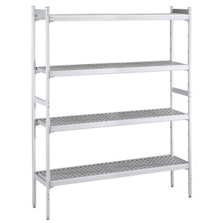 ZANUSSI ROSTFRI INREDNING HYLLA MED ALUMINIUM STEGE 4 ST POLYETEN HYLLOR 373 x 2404 MM JUSTERBARA FÖTTER