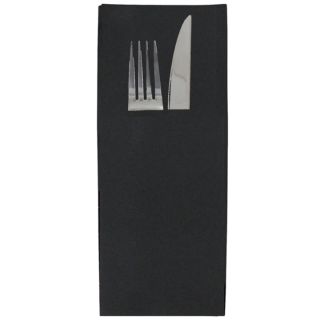 SERVETT 40X40 POCKET SVART 300-P