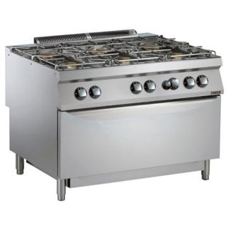 Zanussi MODULAR COOKING GASSPIS. GOLVMODELL. 1200MM. 6 ÖPPNA BRÄNNARE (4X6KW + 2X10KW). STOR GASUGN (12KW), GASOLDYSOR BIFOG