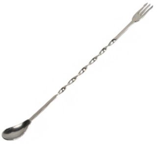 BAR SPOON WITH FORK 245 MM