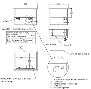 VATTENBAD FÖR INBYGGNAD HEL BRUNN MED AVDELARE FÖR 2 GN 1/1