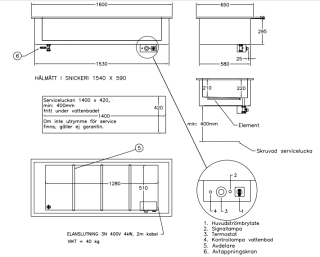 VATTENBAD FÖR INBYGGNAD HEL BRUNN MED AVDELARE FÖR 4 GN 1/1