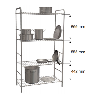 GRYTSTÄLL 4 HYLLOR B1075 MM
