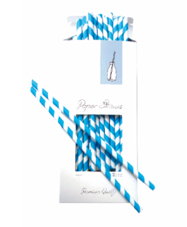 PAPER STRAW BLUE/WHITE D8 X 255 MM