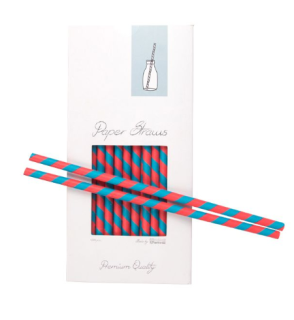 PAPER STRAW RED/BLUE D8 x 255 MM