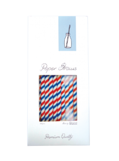 PAPER STRAW RED/WHITE/BLUE D8 x 255 MM