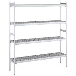 ZANUSSI ROSTFRI INREDNING HYLLA MED ALUMINIUM STEGE 4 ST POLYETEN HYLLOR 373 x 2580 MM JUSTERBARA FÖTTER