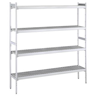 ZANUSSI ROSTFRI INREDNING HYLLA MED ALUMINIUM STEGE 4 ST POLYETEN HYLLOR 373 x 2760 MM JUSTERBARA FÖTTER