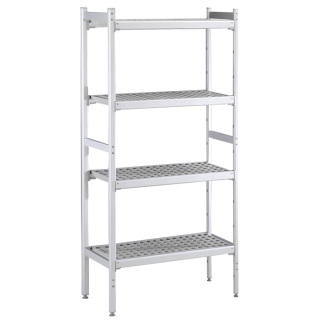 ZANUSSI ROSTFRI INREDNING HYLLA MED ALUMINIUM STEGE 4 ST POLYETEN HYLLOR 475 x 1394 MM JUSTERBARA FÖTTER