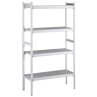 ZANUSSI ROSTFRI INREDNING HYLLA MED ALUMINIUM STEGE 4 ST POLYETEN HYLLOR 475 x 1606 MM JUSTERBARA FÖTTER