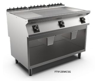 SATIN-KROMSTEKHÄLL HS RÄFFLAD MARENO M1-90 FT912EMCSG - 3 zoner, 1/3 räfflad stekyta - 1200 × 920 × 900 mm