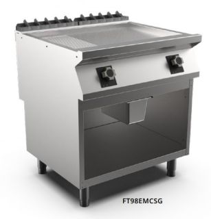 SATIN-KROMSTEKHÄLL HS RÄFFLAD MARENO M1-90 FT98EMCSG - 2 zoner, 1/3 räfflad stekyta - 800 × 920 × 900 mm