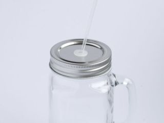 SILVER LID FOR DRINKING JARS W STRAW HOLE