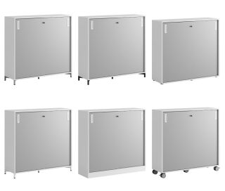 SKJUTDÖRRSKÅP 120X40X107,5CM – GRÅ MONTERAT