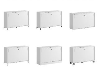 SKJUTDÖRRSKÅP 120x40x72CM – VIT MONTERAT