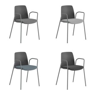 STOL MED ARMSTÖD, TYGSITS OCH PLASTRYGG – CHOICE- MÖRKGRÅ