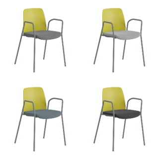 STOL MED ARMSTÖD, TYGSITS OCH PLASTRYGG – CHOICE-LIMEGRÖN