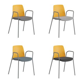 STOL MED ARMSTÖD, TYGSITS OCH PLASTRYGG – CHOICE-ORANGE