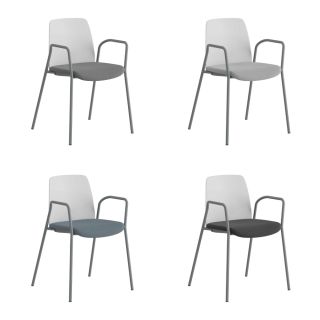 STOL MED ARMSTÖD, TYGSITS OCH PLASTRYGG – CHOICE-VIT