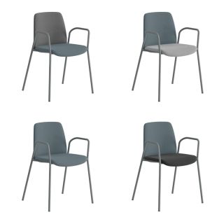 TYGKLÄDD STAPELBAR STOL MED ARMSTÖD – CHOICE - BLÅ