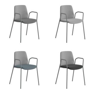 TYGKLÄDD STAPELBAR STOL MED ARMSTÖD – CHOICE - LJUSGRÅ