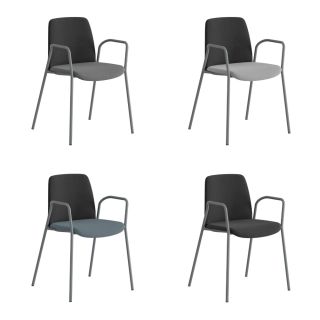 TYGKLÄDD STAPELBAR STOL MED ARMSTÖD – CHOICE - SVART