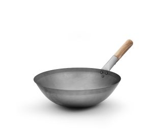 WOK CHINESE D36CM, 1MM CARBON STÅL, TRÄ HTG