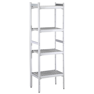 ZANUSSI ROSTFRI INREDNING HYLLA MED ALUMINIUM STEGE 4 ST POLYETEN HYLLOR 475 x 950 MM JUSTERBARA FÖTTER