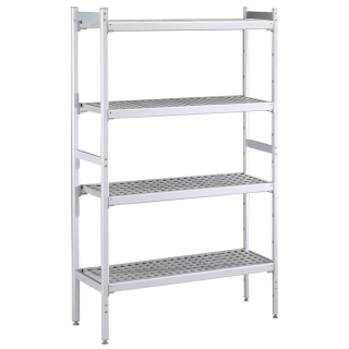 ZANUSSI ROSTFRI INREDNING HYLLA MED ALUMINIUM STEGE 4 ST POLYETEN HYLLOR 475 x 1784 MM JUSTERBARA FÖTTER