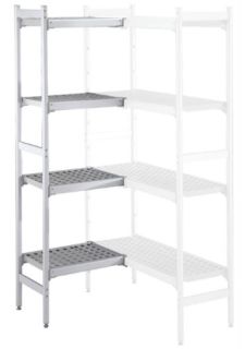 ZANUSSI ROSTFRI INREDNING HYLLA HÖRN MED ALUMINIUM STEGE 4 ST POLYETEN HYLLOR 373 X 834 MM JUSTERBARA FÖTTER