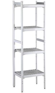 ZANUSSI ROSTFRI INREDNING HYLLA MED ALUMINIUM STEGE 4 ST POLYETEN HYLLOR 475 x 862 MM JUSTERBARA FÖTTER