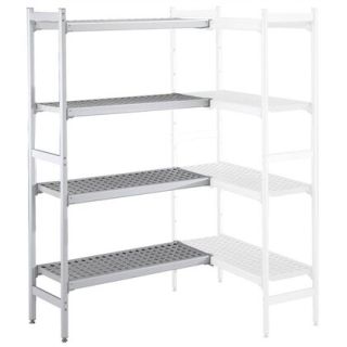 ZANUSSI ROSTFRI INREDNING HYLLA HÖRN MED ALUMINIUM STEGE 4 ST POLYETEN HYLLOR 475 x 1578 MM JUSTERBARA FÖTTER
